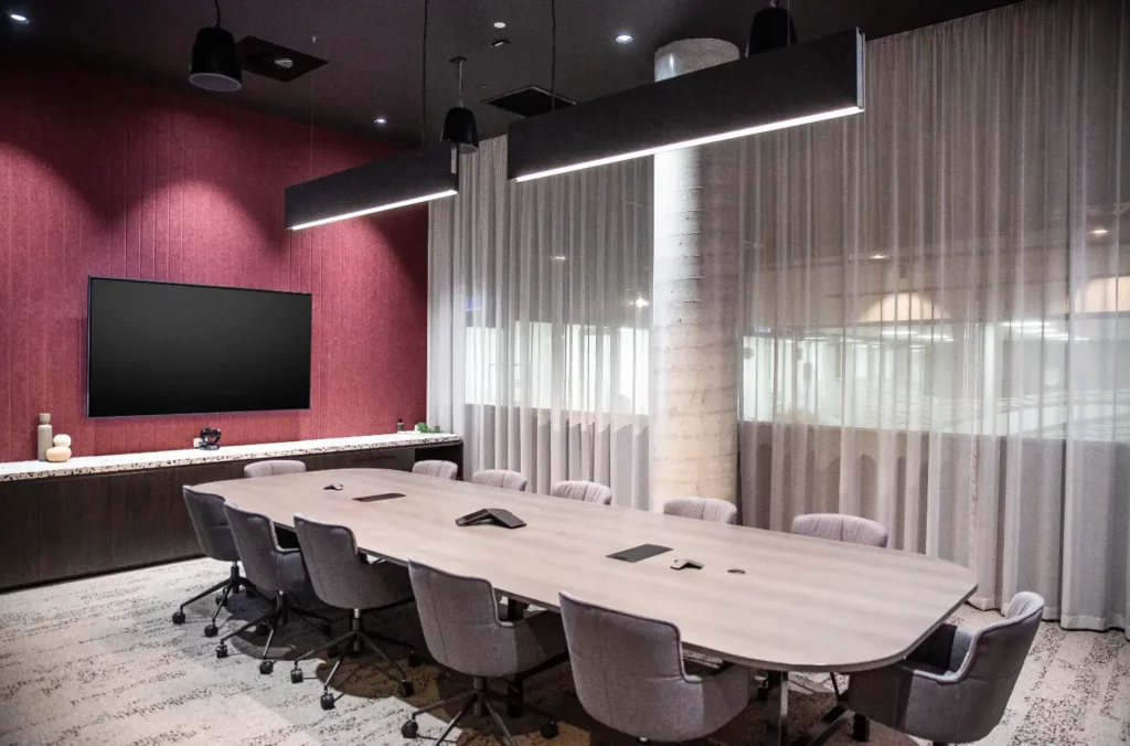 The 'Hoddles Boardroom' a Classy 13 Person, Fully-equipped Boardroom For Hire at Waterman Eastland Coworking Centre in Ringwood, VIC