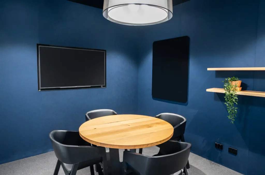 4 Person Consult Meeting Room with Flat Panel HDMI Screen for Hire at Waterman Caribbean Park Coworking Space in Scoresby, VIC