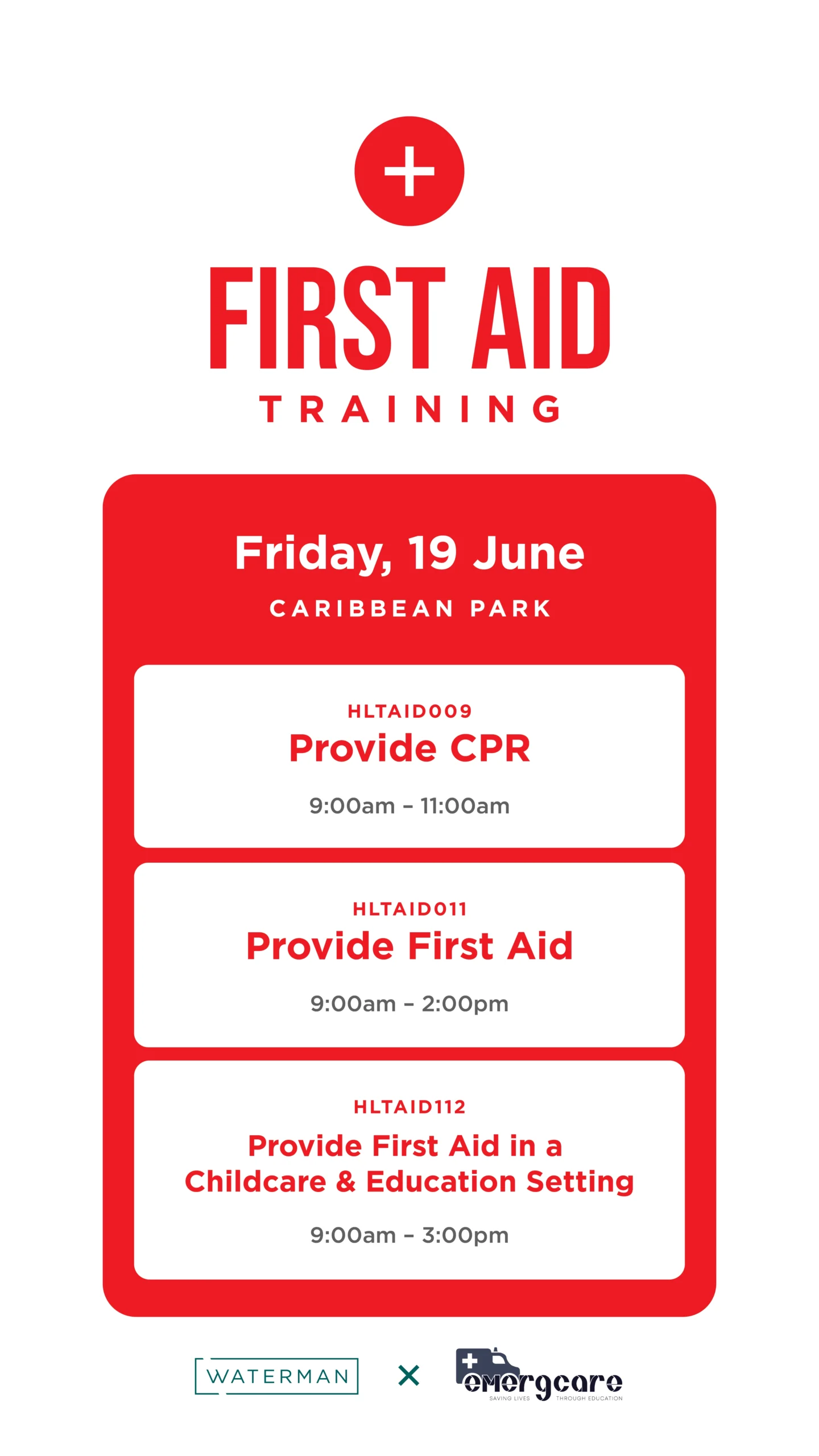 First Aid Training Schedule